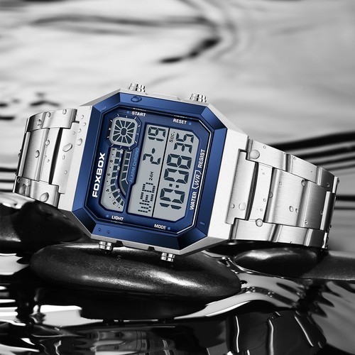 Men Watch Stainless Steel LED Digital Date Week Waterproof Casual Men Wristwatch - Picture 2 of 9
