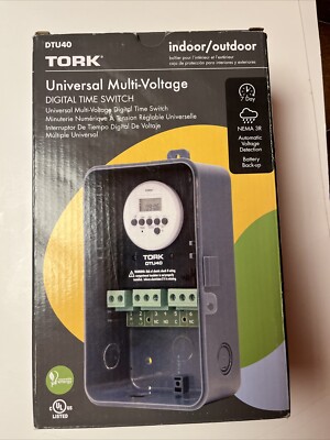 New Tork DTU40 Universal Multi-Voltage Digital Time Switch, 24-Hour Programming