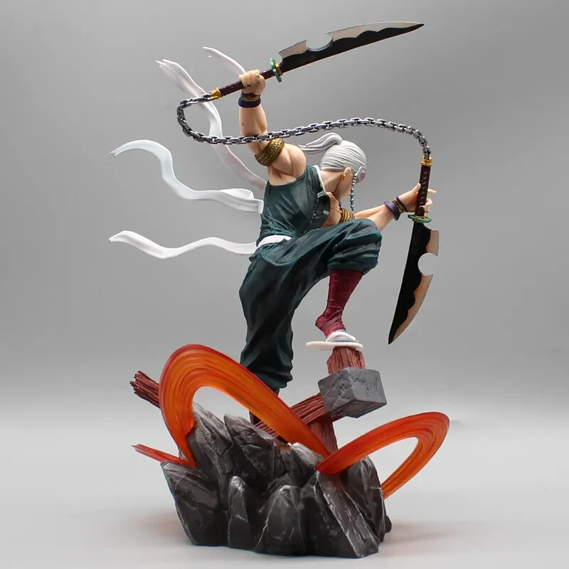 27cm Demon Slayer Uzui Tengen Figures 2 Heads Kimetsu No Yaiba Anime