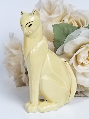 Vintage Mid-Century Art Deco Ceramic Yellow & Gold Siamese Cat