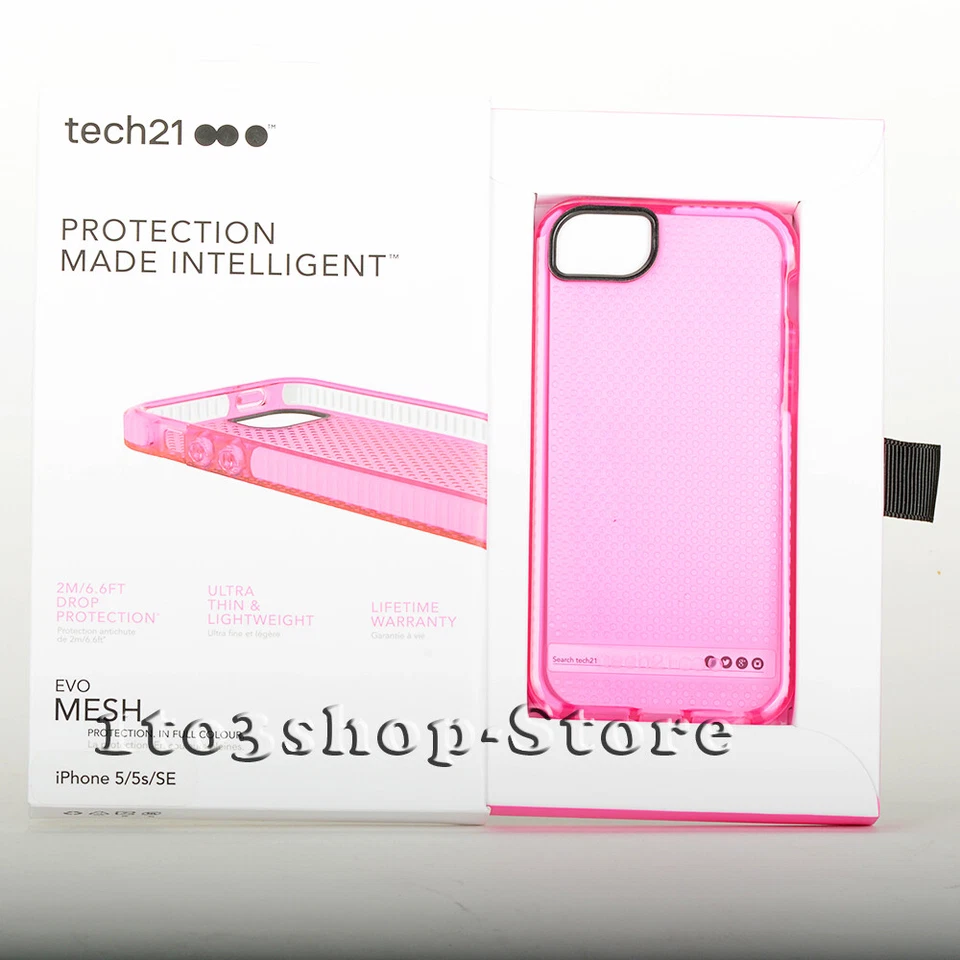 Tech21 Evo Mesh Soft Gel Flexible Snap Cover Case for iPhone 5 5s iPhone SE Pink - Image 3 of 4