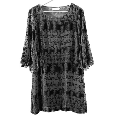 Johnny Was 4 Love And Liberty Grey Velvet Burnout Ruffled Sleeve Tunic  Dress | eBay