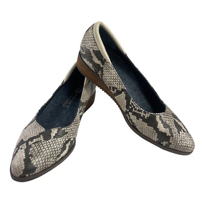 Dr. Scholl's Flats Women 7.5M Kendall Shoes Black Beige Patent Snake Wedges