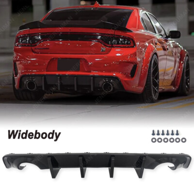 Carbon Fiber Look Rear Bumper Diffuser Lip For 2020-2023 Dodge Charger Widebody