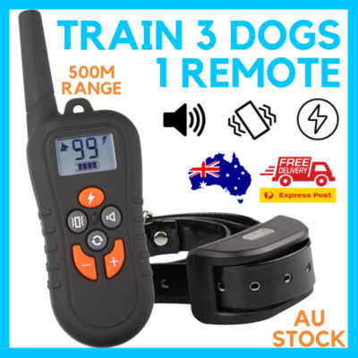 REMOTE CONTROL 500M BEEPER+VIBRATION+SHOCK WATERPROOF 3-DOG TRAINING eCOLLAR