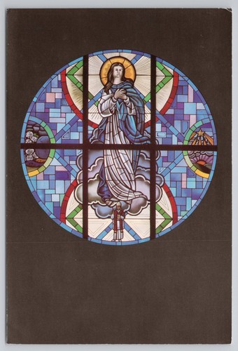 Postcard Mary Queen of the Universe Shrine Orlando Florida Stained Glass Window