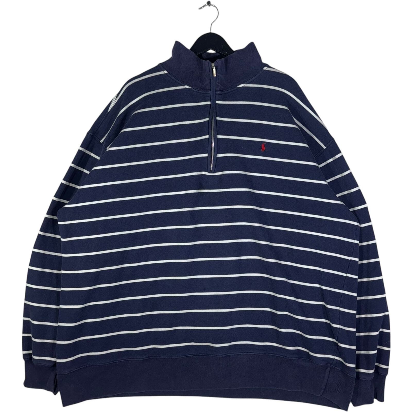 Felpa Polo Ralph Lauren vintage a righe con zip 1/4