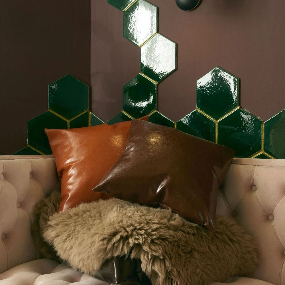 Faux leather throw pillow cover top