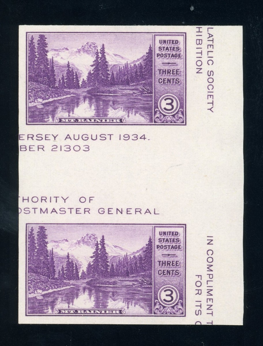 US Stamp #770a Mount Rainer 3c - Horizontal Gutter Pair - MNH - CV
