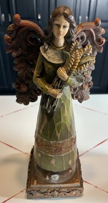 Melrose International 13'' Standing Resin Angel Holding Wheat