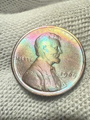 1909 VDB Philadelphia Mint Copper Lincoln Red  AU +Wheat Cent High Grade Toned