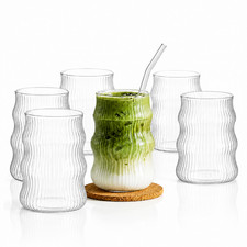 6er Set Matcha Gläser 400ml | Wellenglas Des...