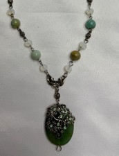 Artisan Green Aventurine Pendant Necklace Flo...