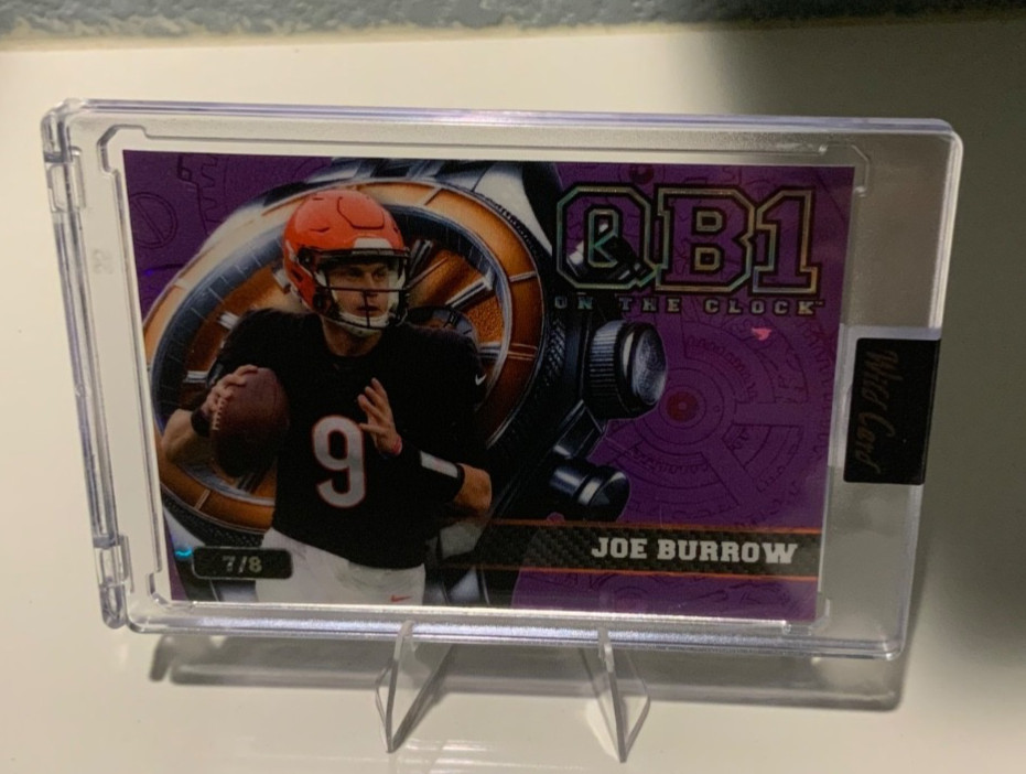 Wild Card QB1 On the Clock Joe Burrow Bengals Purple Numbered 7/8 OCW-PL-JB