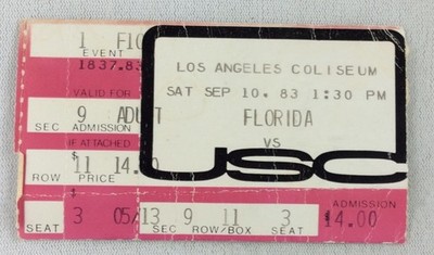 CFB 1983 09/10 Florida at USC Football Ticket-Lorenzo Hampton, Wilbur Marshall