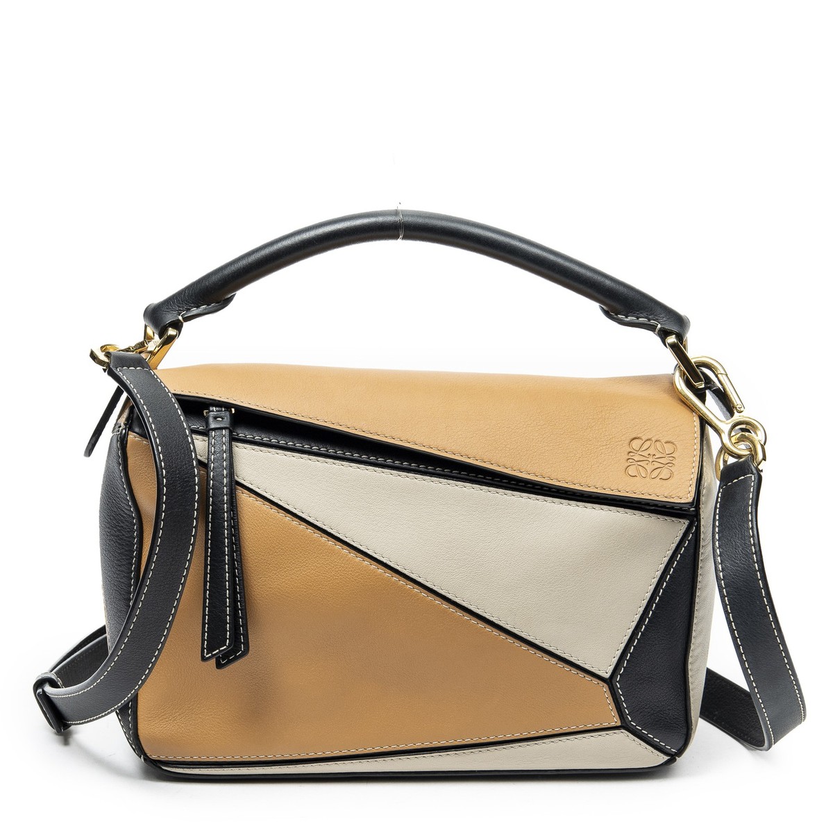 Loewe Tan/Taupe/Black Small Tricolor Puzzle Bag Shoulder Bag