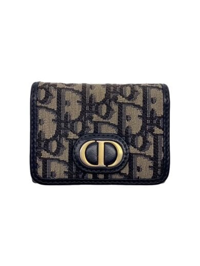 Christian Dior 3 Fold Wallet Navy Pattern Women 43 MA 0251