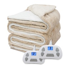 Heated Electric Blanket Queen Size 84" 90" Soft Flannel and Sherpa Warm Blank...
