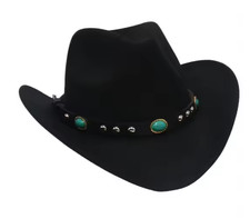 Cowboy, Cowgirl Hat, Western Style, Turquoise Strap, Men Women Retro Wide Brim