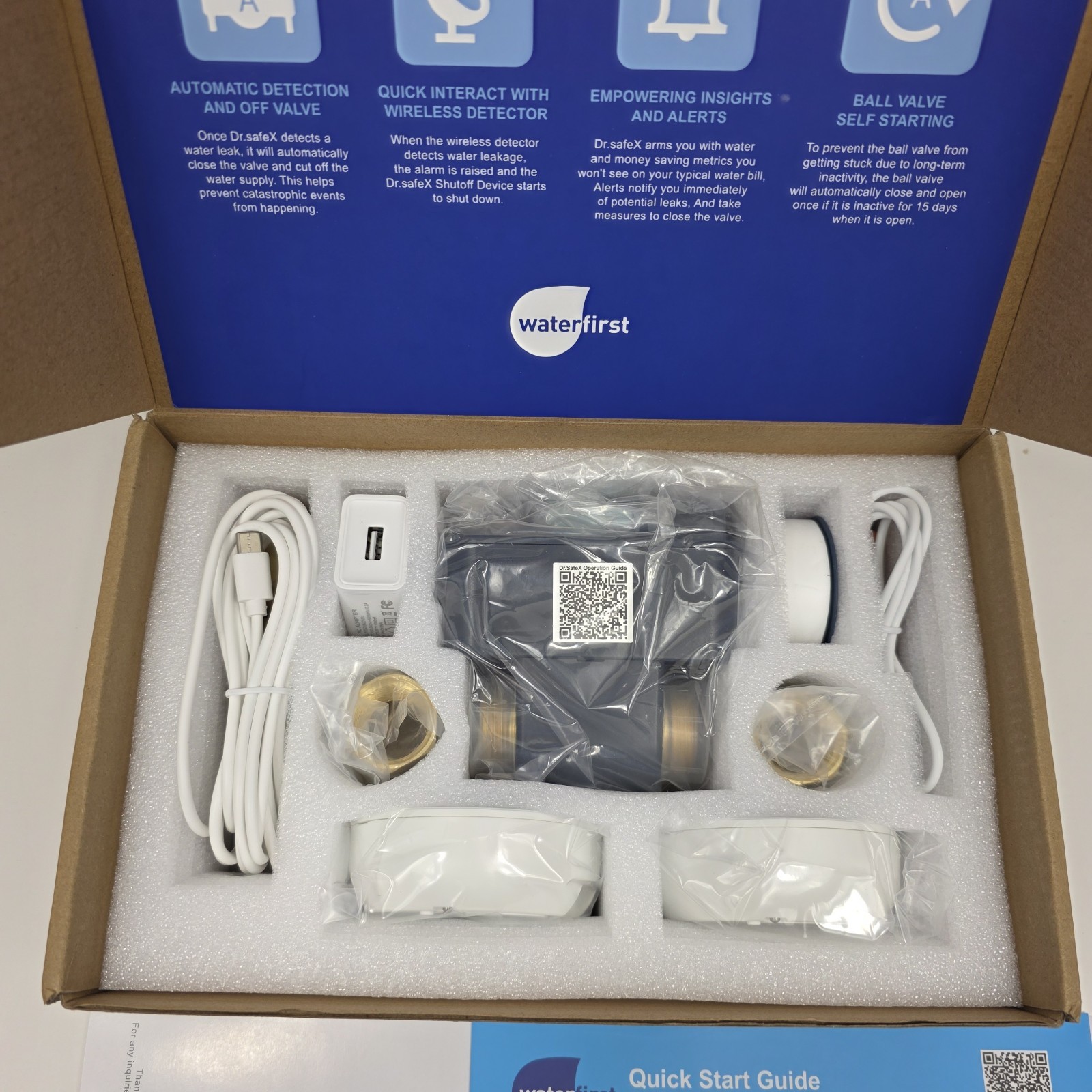 WaterFirst Dr.SafeX Water Leak Detector, Automatic Shutoff, 3/4" Pipe, Wireless