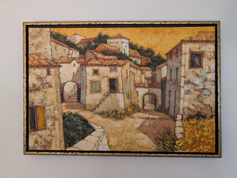 Painting on Canvas, Original, Flaw,Framed, Old Town, 36"X24", Gregoire Boonzaire