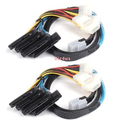 2PCS Mini SAS SFF-8087 to 4 x SFF-8482 w/ IDE Internal Breakout Power Cable 1M