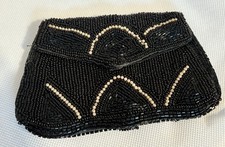 Antique Made In France Micro Beaded Art Deco Pattern Hand Made Clutch Sm Purse