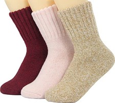 Boot Socks for Women - Thick Winter Socks - Knit Warm Medium Red, Beige, Pink