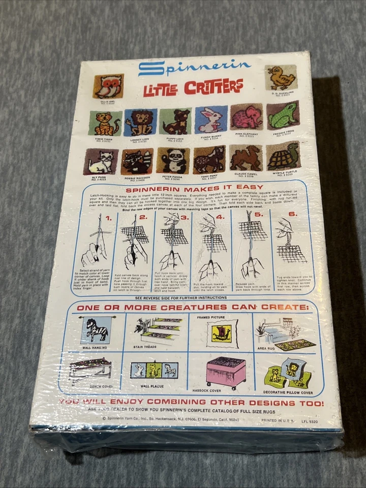 Spinnerin Little Critters Latch Hook Kit Ollie Owl No.I9320 12x12 Vintage New - Image 4 of 4