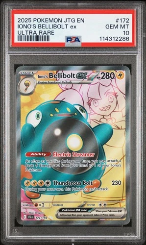 2025 POKEMON JTG EN-JOURNEY TOGETHER ULTRA RARE #172 IONO'S BELLIBOLT EX PSA 10