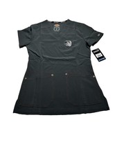 Dickies Riveting Women s XXS Scrub Top Charcoal Gray Stretch NWT Medical