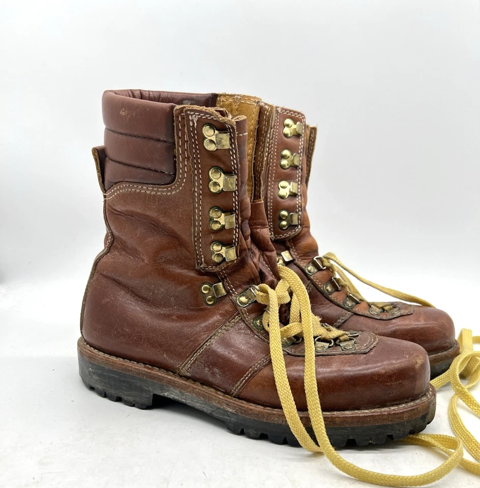 Montblanc Botas Thinsulate Para Hombres De Colección Senderismo Cuero Marrón Con Cordones Zapato de Trabajo Foto 4 de 4