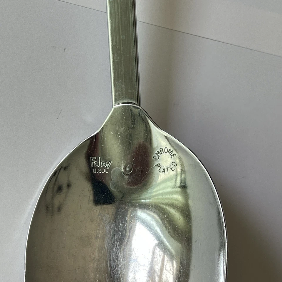 Foley Chrome Plate Serving Solid Spoon 13" Black Handle USA - Image 3 of 4