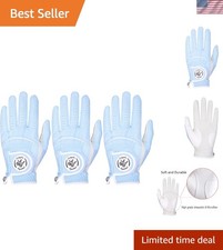 Men's Golf Glove High Grade Leather Left Hand Right Hand Value Three Pack Sma...