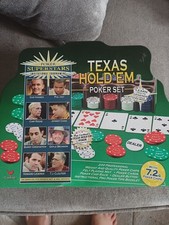 Texas Hold 'Em Poker Set Superstars Invitational Tournament 200 Chips Tin"