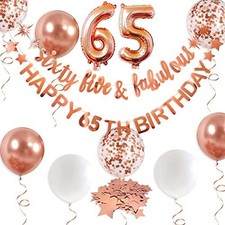 Rose Gold Sixty Five Fabulous Happy 65th Birthday Banner Garland Foil Balloon...