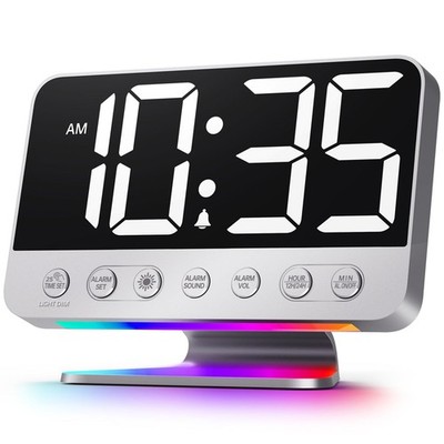 Odokee Digital Alarm Clocks for Bedrooms: Large Bold Silver - White Digits 