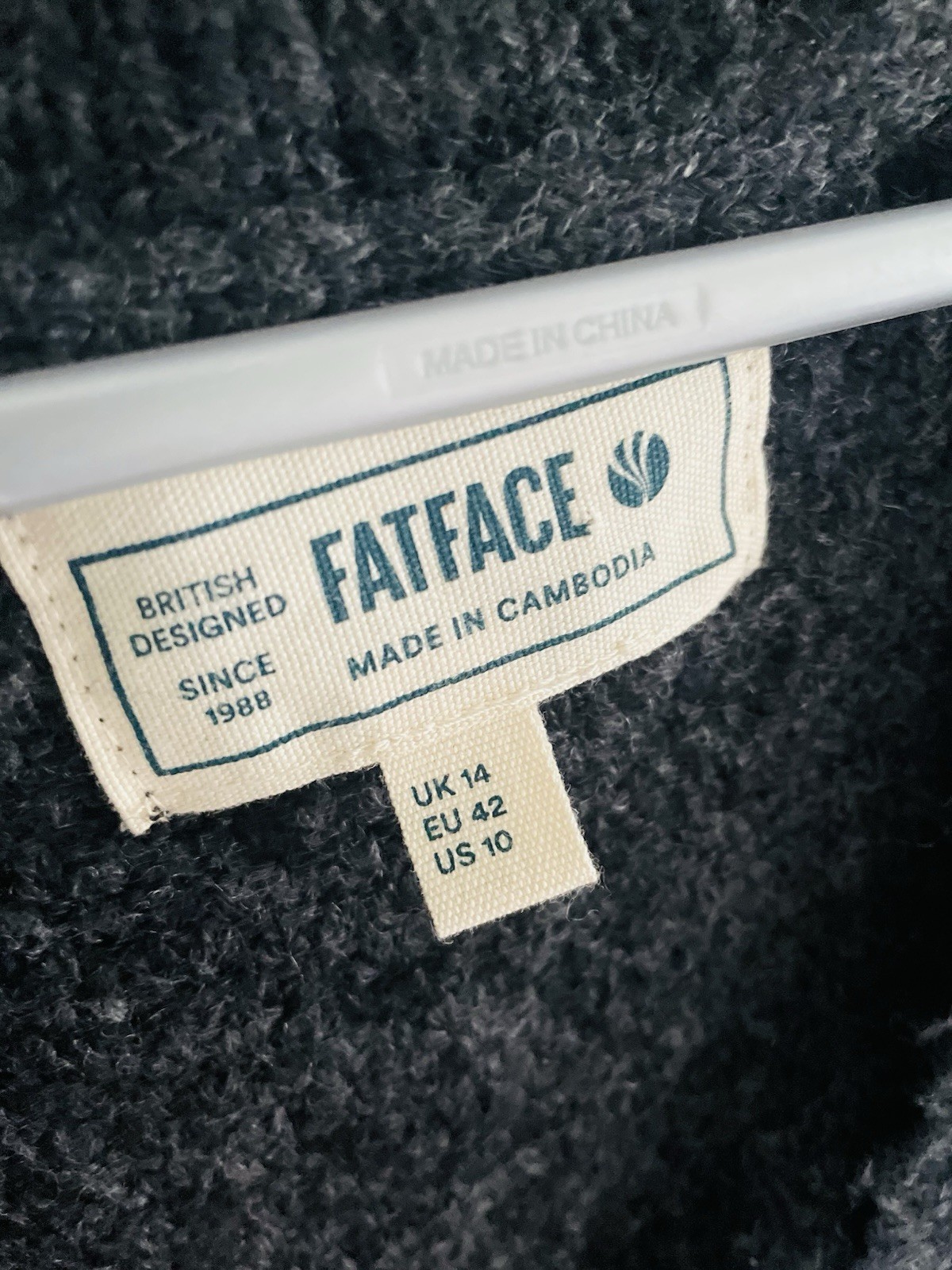 Fatface Macy Charcoal Grey Cable Knit Wool Blend Buttoned Waistcoat Uk 14 image 4