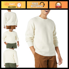 Men's Long-Sleeve Soft Touch Waffle Stitch Crewneck Sweater - Cozy Casual Wear