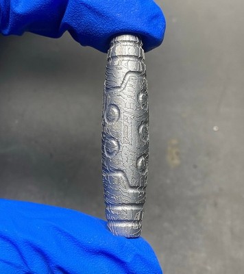 Aletai Iron Meteorite Slice carving Ten eyes Tianzhu Pendant