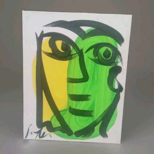 Peter Robert Keil Abstract Portrait Acrylic On Canvas - Picture 1 of 5