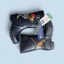 RRP £55 Joules Sausage Dog Mid Calf Adjustable Wellies Navy Women UK 3 US 5