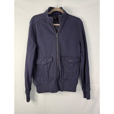 Banana Republic Full Zip Mock Neck Sweater Mens Small Navy Blue Ribbed Cargo