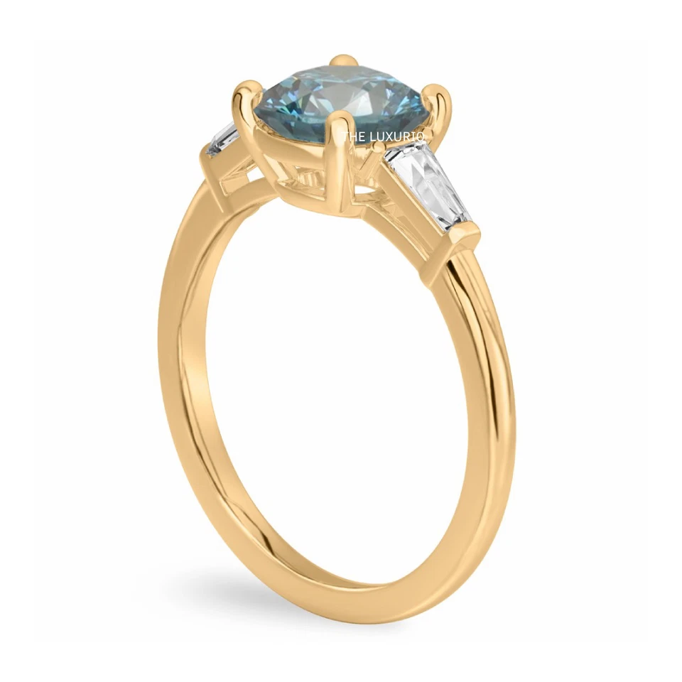 Blue Diamond 14K Yellow Gold Ring 1.40 Ct IGI Lab Grown Round Cut Fancy Intense - Image 2 of 4