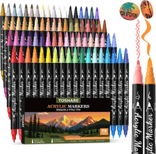 72 Colors Acrylic Paint Markers Waterproof Dual Tip Acrylic Paint Pens with Brus