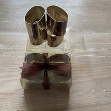 Leila's Bettwäsche Serviettenringe Halter 8er Set gehämmert Messing silberfarben quadratisch