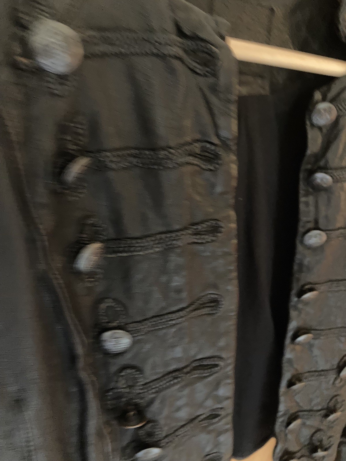 ALL SAINTS KARST BLACK LEATHER MILITARY JACKET, UK10 iconic Rare rock chic 