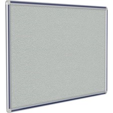 Pemberly Row Vinyl 3' x 4' Bulletin Board with Navy Blue Trim in Gray