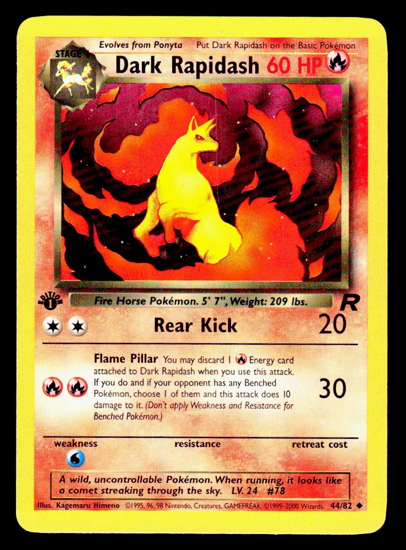 2000 Pokemon Team Rocket 1st Edition Dark Rapidash #44/82 NM NP