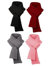Kids Winter Warm Scarves Knit Solid Color 4 Pink, Wine Red, Black, Gray